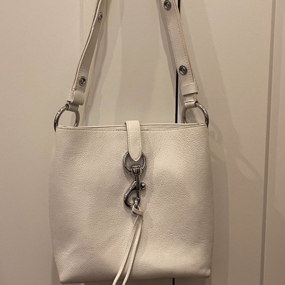 Rebecca Minkoff - Megan Leather Shoulder Bag - Optic White - Silver Details - Picture 2 of 3